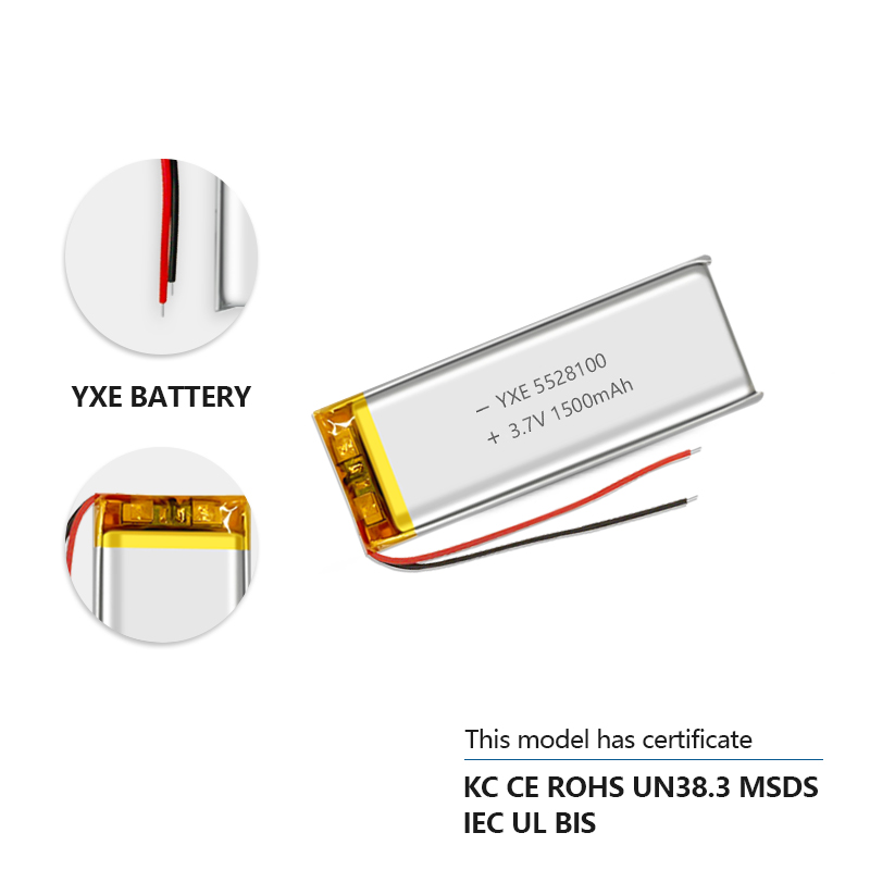 3.7 V Li-ion Battery 5528100-1500mah